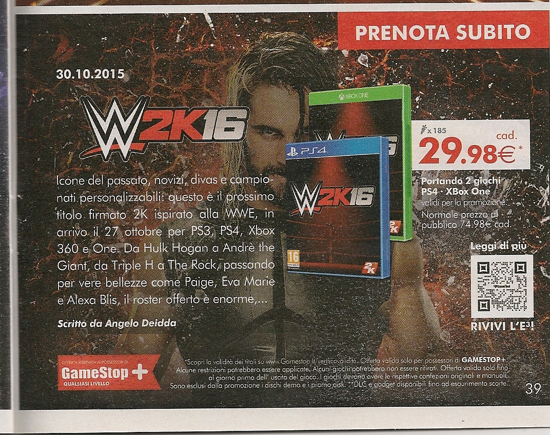 WWE 2K16 GameStop Scan